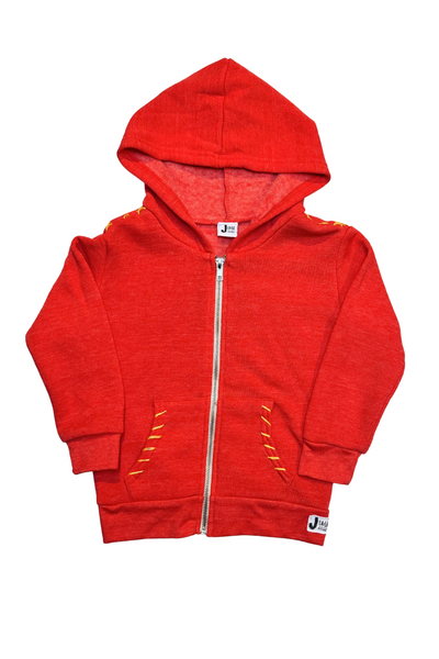 Bright red zip up hot sale hoodie