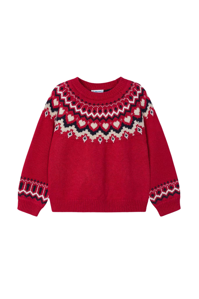 Cherry Red Jacquard Sweater