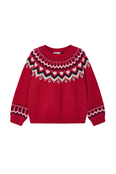 Cherry Red Jacquard Sweater