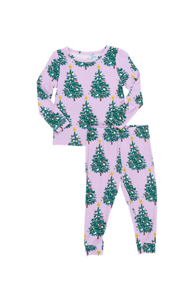 Pink Chicken - Purple Flocked Tree Bamboo Pajama Set