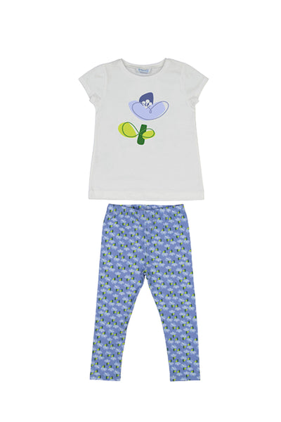 Blue Flower Leggings Set