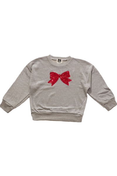 Petite Hailey - Sparkle Red Bow Sweatshirt