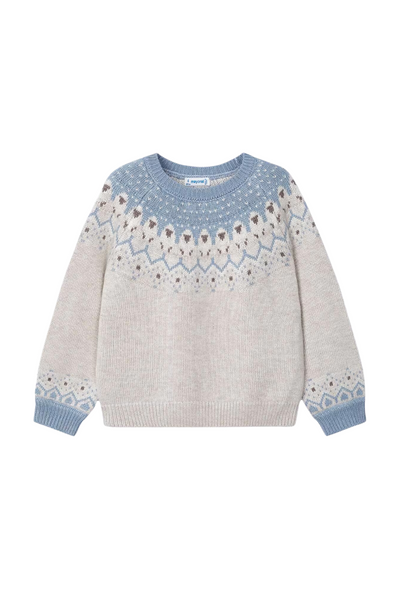 Natural Blue Jacquard Sweater