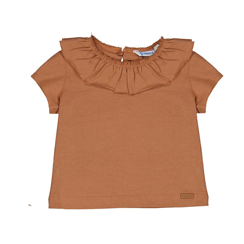 Toffee Short Sleeve Ruffled Shirt