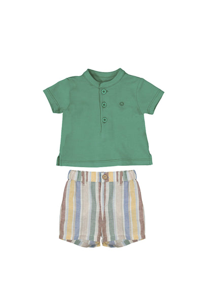 Stripe Shorts and Broccoli Polo Set