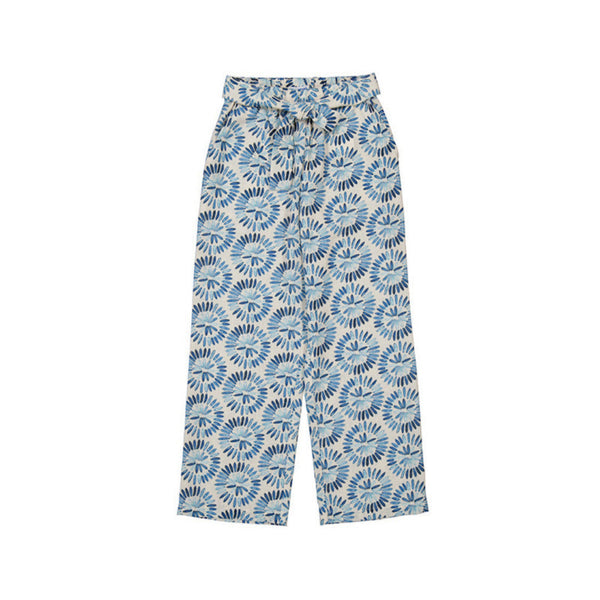 Tie Front Printed Trousers Lake