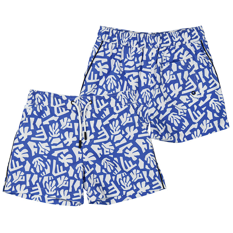 Blue Printed Swim Shorts