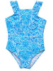 Snapper Rock - Santorini Blue Ruffle Shoulder Swim Suit