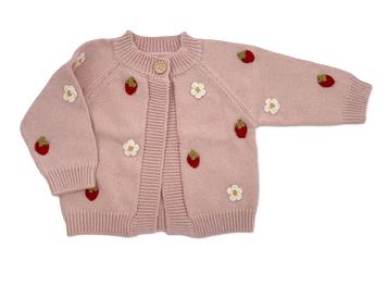 Strawberry Flower Cardigan Blush