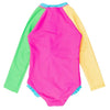 Ruffle Butts - Neon Color Block Long Sleeve Rash Guard One Piece