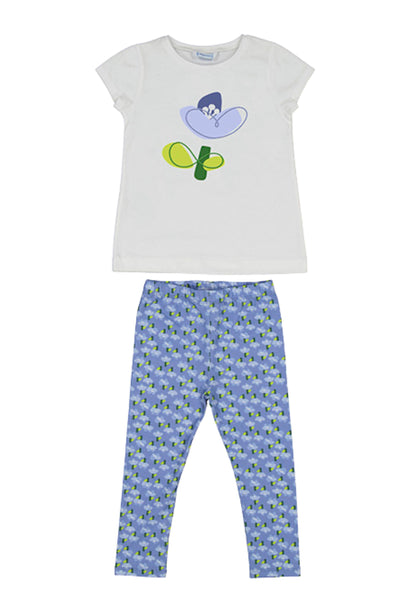 Blue Flower Leggings Set