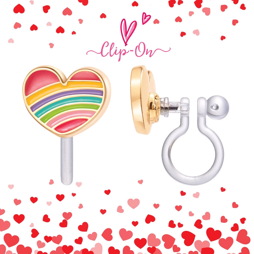 Valentines Day Earrings - Heart Earrings - Lollipop Glitter
