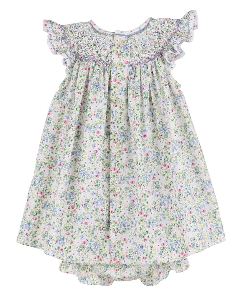 Luli & Me - Berry Bouquet Smock Dress Lilac Infant