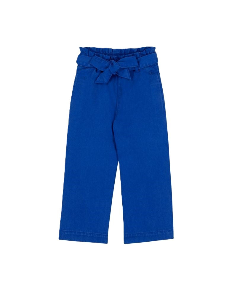 Petit Bateau - Girls Blue Tie Front Pants