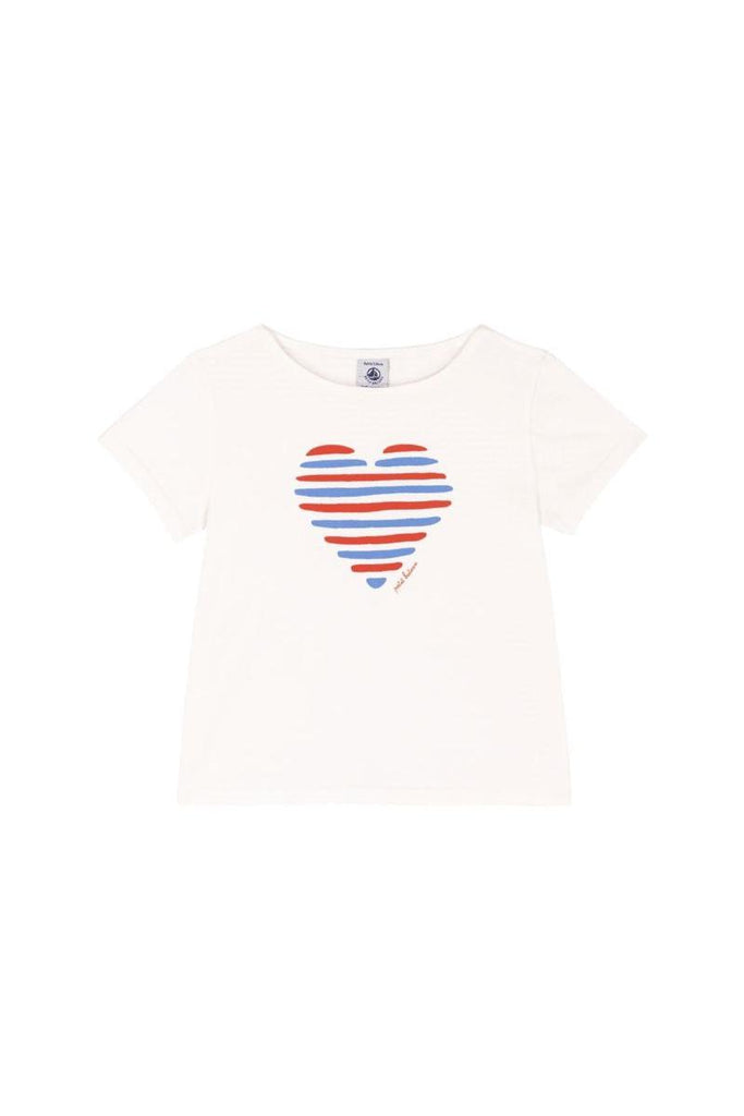 Petit Bateau - Girl S/S Tee w/ Stripe Heart