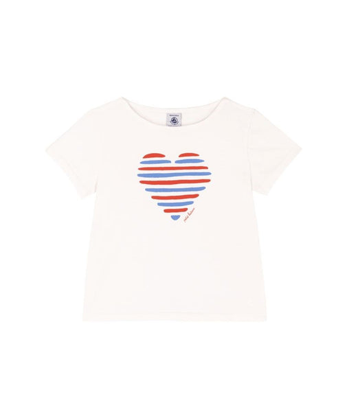 Petit Bateau - Girl S/S Tee w/ Stripe Heart