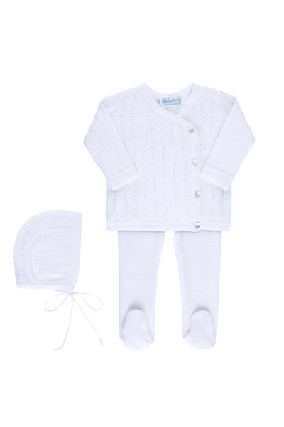 Feltman Brothers - White Pointelle Wrap Knit Set