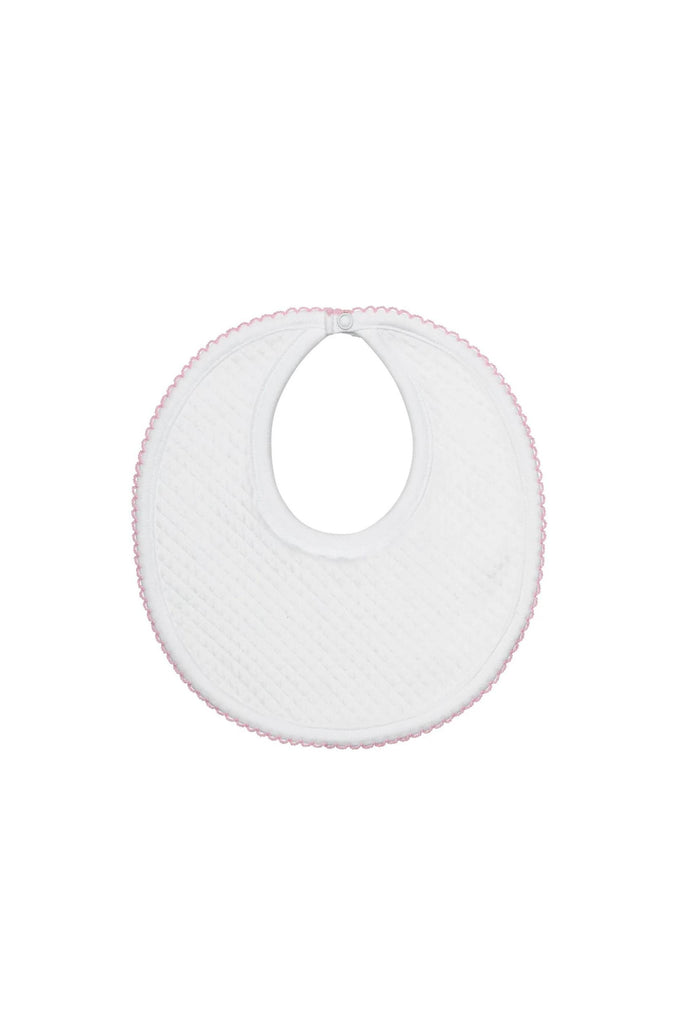 White Milano Bib With Pink Trim