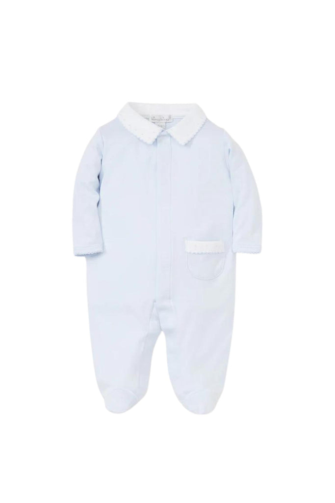 Kissy Kissy - Light Blue Collared Footie