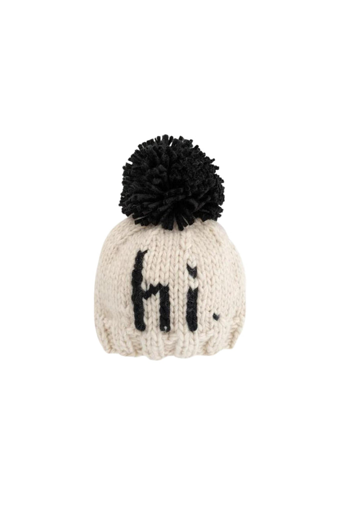 Huggalugs - "Hi" Knit Beanie - Black & Natural