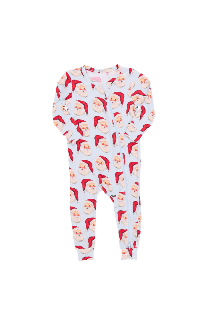 Pink Chicken - Blue Vintage Santas Bamboo Romper