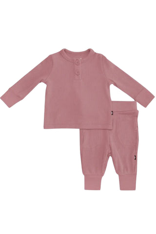 Kyte Baby - Dusty Rose Ribbed Henley Set