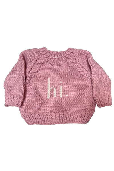 Huggalugs - "Hi" Crewneck Sweater - Pink