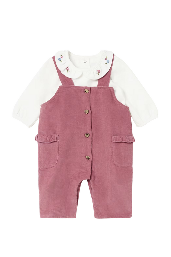 Pink Ruffle Overalls and T-Shirt Set