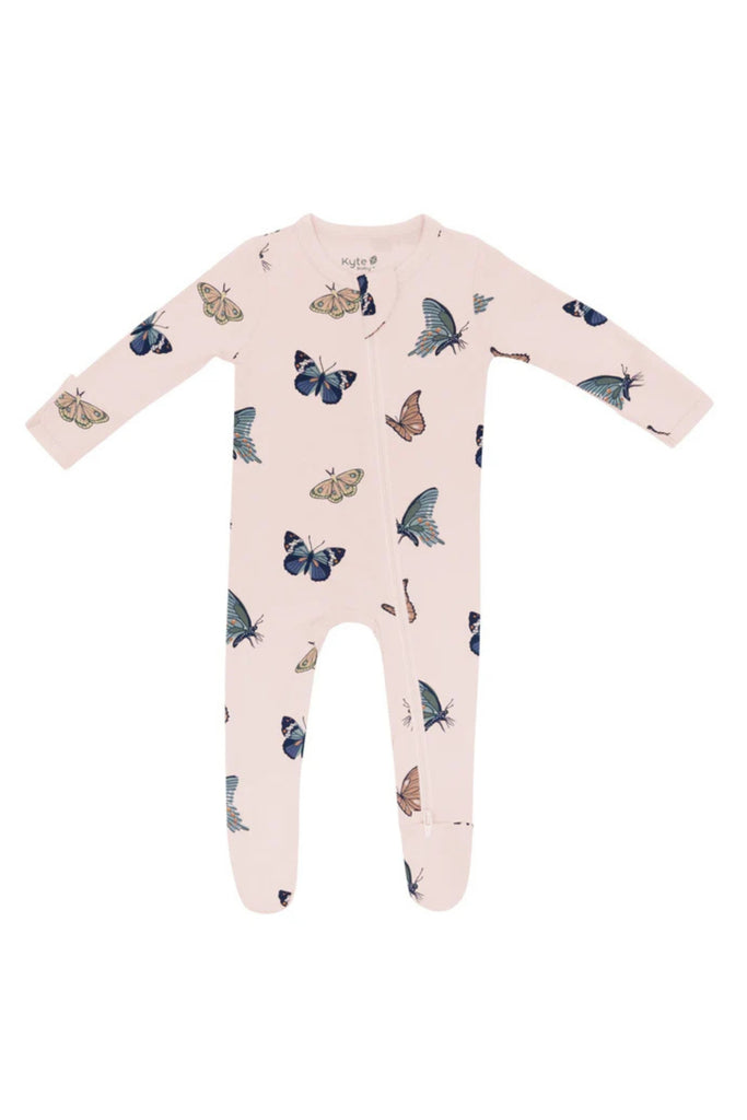 Kyte Baby - Blush Butterflies Zippered Footie