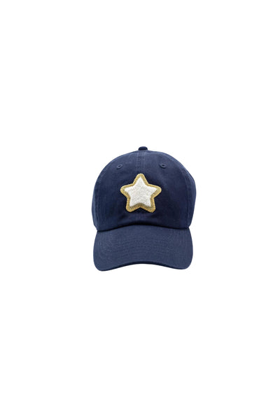 Navy Terry Glitter Gold Star Trucker Hat