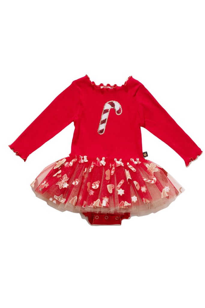 Petite Hailey - Candy Cane Red Tutu Dress