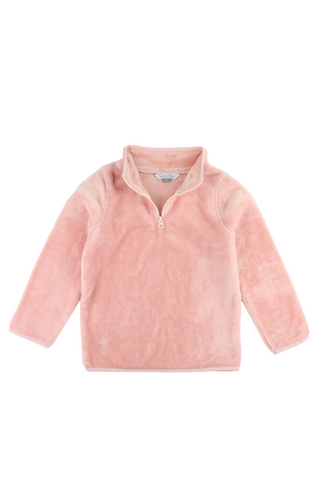 Ruffle Butts - French Rose Pink Fleece Quarter Zip Pullover