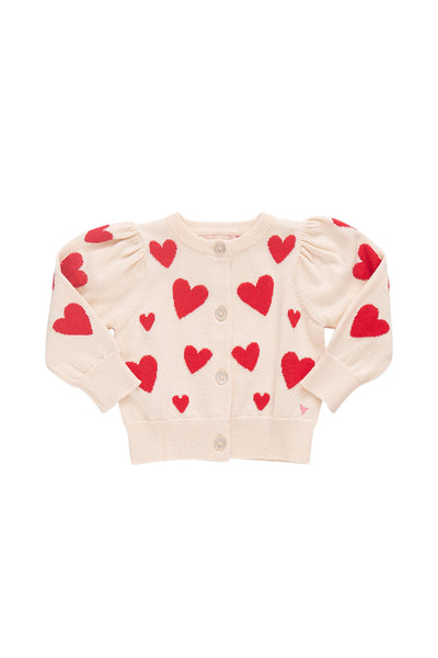 Pink Chicken - Cream & Red Hearts Constance Sweater