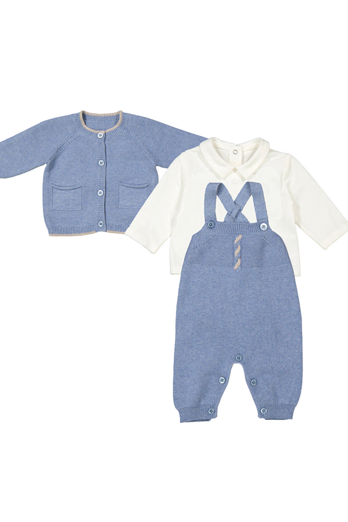 Blue 3 Piece Tricot Knit Set