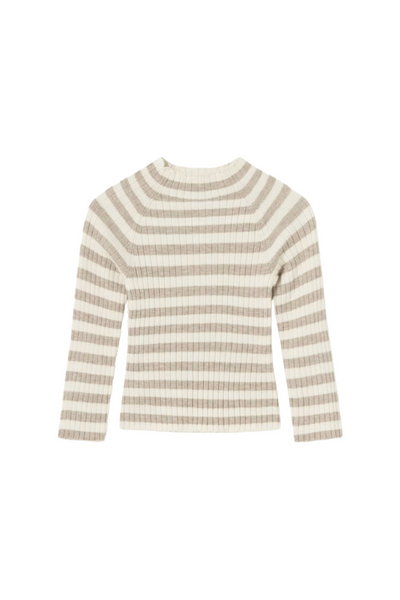 Beige Stripe Mockneck Sweater