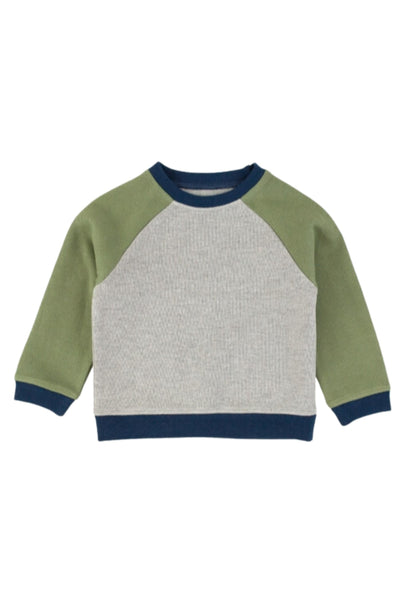 Ruffle Butts - Gray Color Block Knit Raglan Sweatshirt