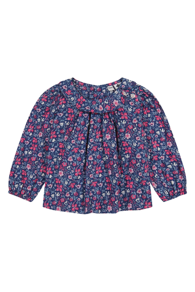 Busy Bees - Pink Navy Floral Sadie Blouse