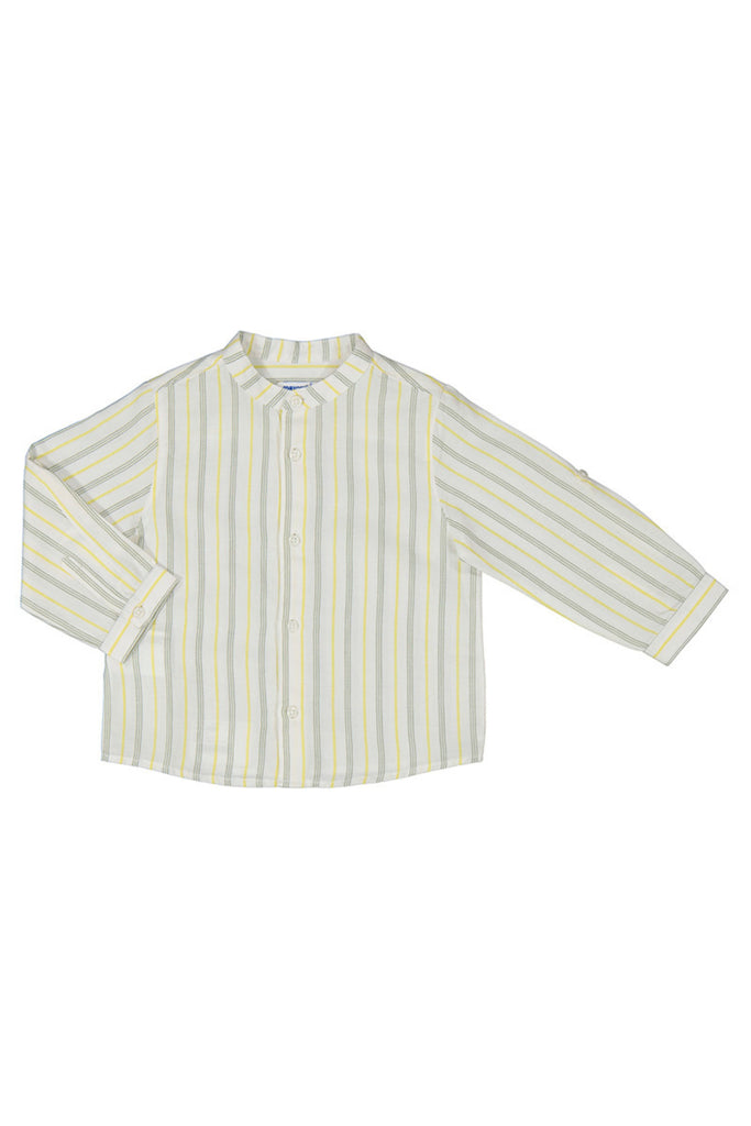 Long Sleeve Striped Linen Mao Shirt