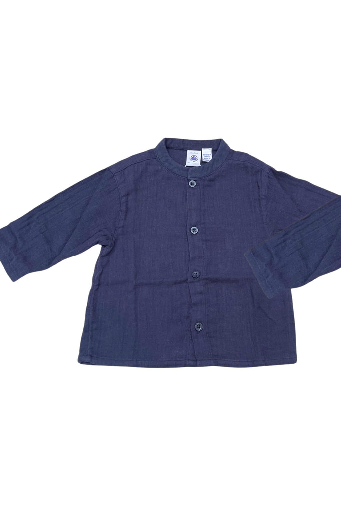 Petit Bateau - Navy Gauze Long Sleeve Shirt