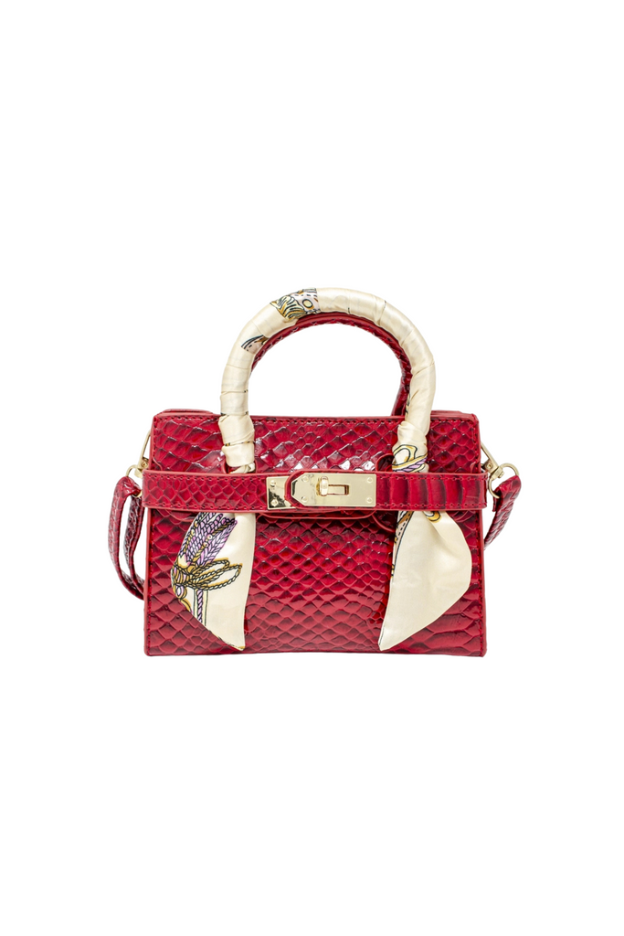 Red Patent Crocodile Buckle Handbag