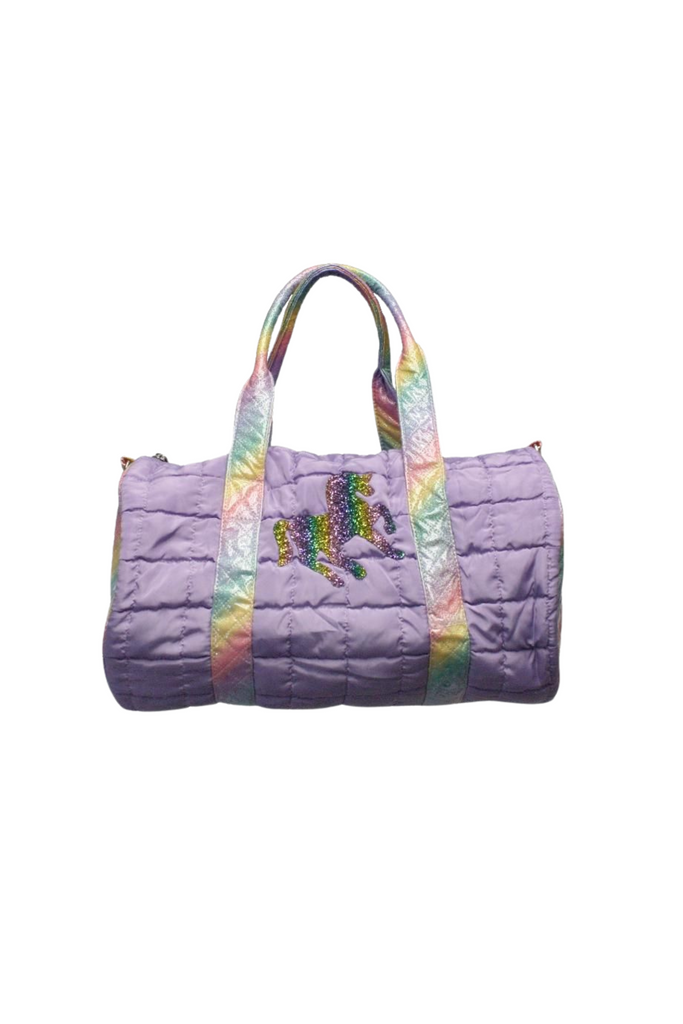 Quilted Lavender Shimmer Patched Duffel