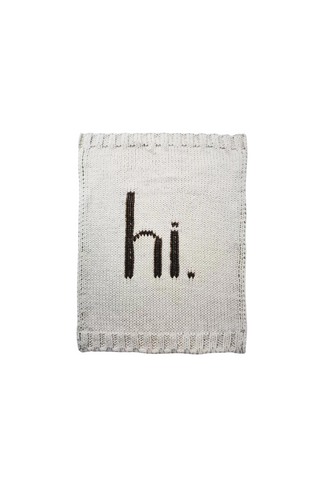 "Hi" Hand Knit Blanket - Black & Natural