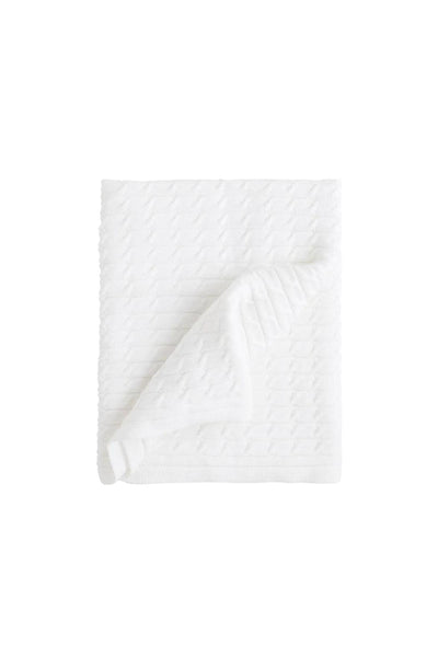 Little English - White Cable Knit Blanket