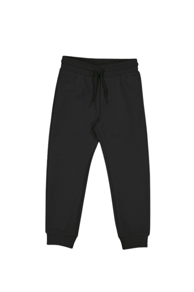 Basic Cuffed Fleece Pants - Black