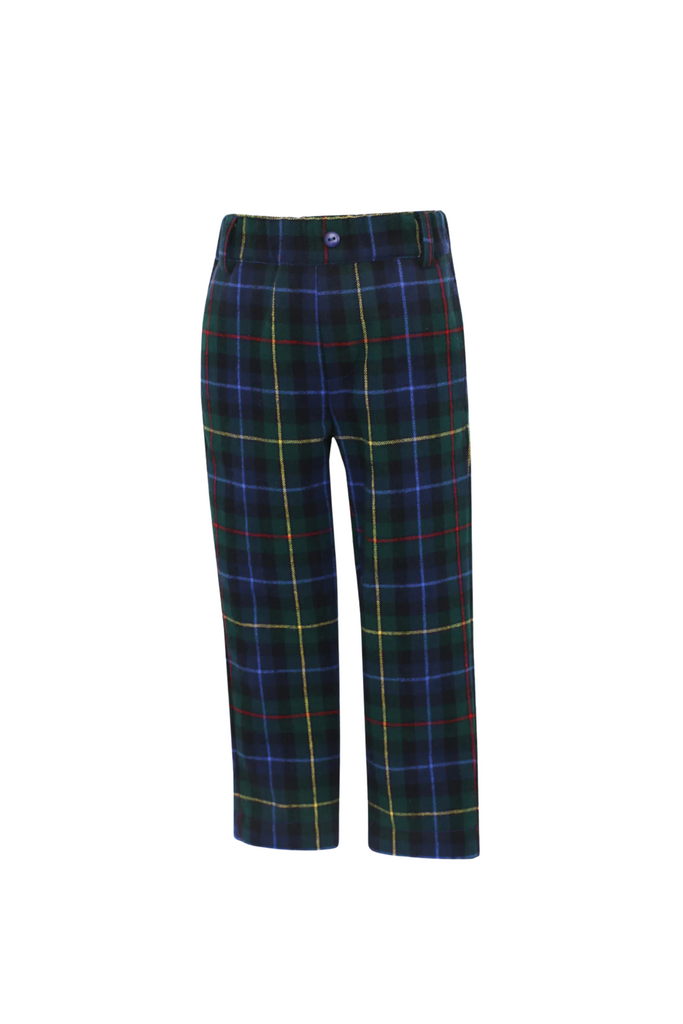 Anavini - Green & Navy Plaid Pants