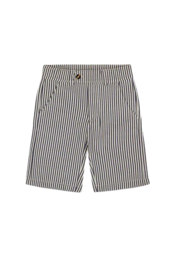 Deux Par Deux - Navy Blue Stripe Bermuda Shorts