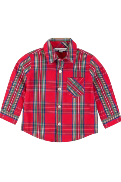 Ruffle Butts - Tis The Season Red Plaid Button Down Shirt