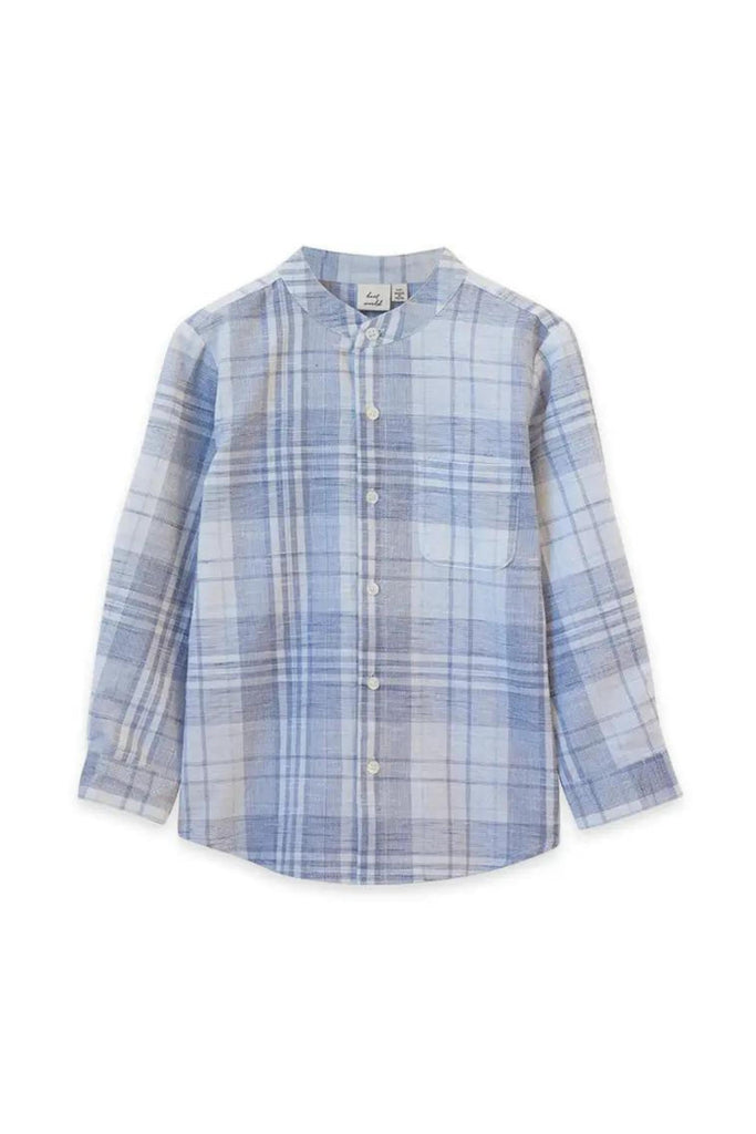 Blue Slub Check James Shirt