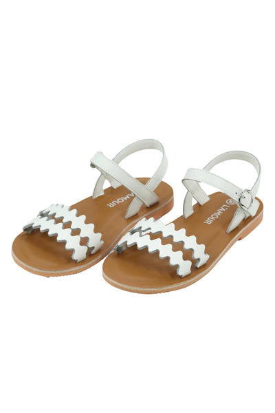 Eden Scalloped Sandal - White