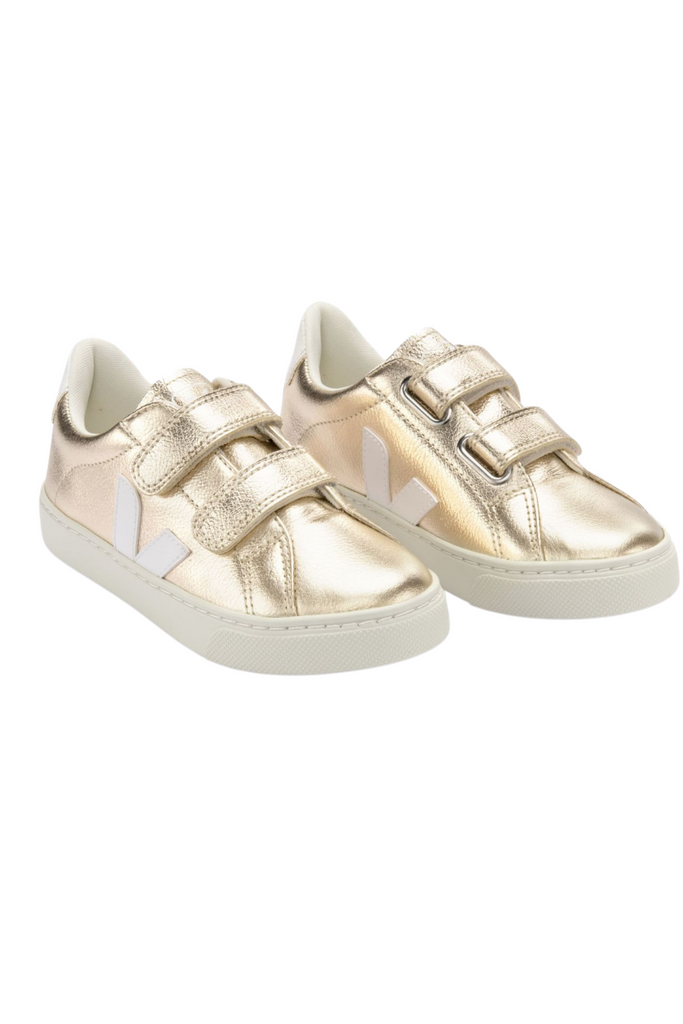 ESPLAR Leather Gold/White Tennis Shoe